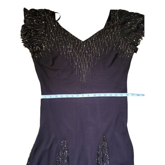 Jkara Vintage Y2K Brown Sequined Fairy Whimsygoth Midi Dress Size 16 Asymmetric - Picture 7 of 8